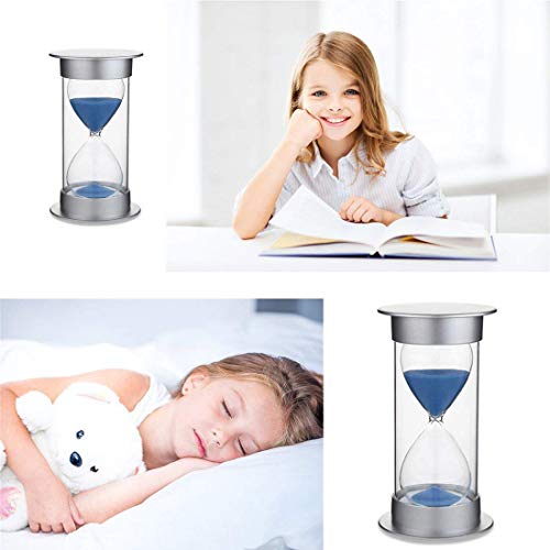 Hourglass Sand Timer 5/10/15/30/45/60 Minutes Sand Glass Timer for Romantic Mantel Office Desk Book Shelf Curio Cabinet Christmas Birthday Gift Kids Games Classroom Kitchen Home Dec (5 min, Blue)