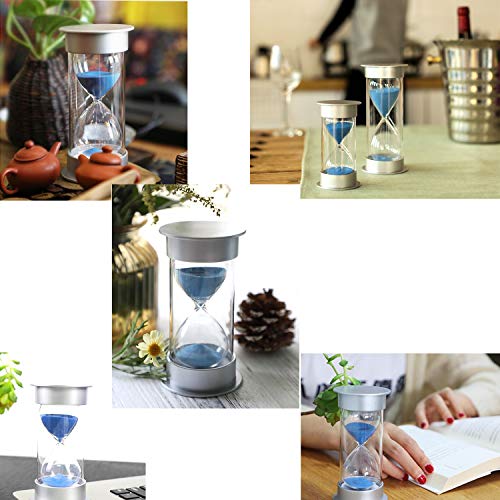 Hourglass Sand Timer 5/10/15/30/45/60 Minutes Sand Glass Timer for Romantic Mantel Office Desk Book Shelf Curio Cabinet Christmas Birthday Gift Kids Games Classroom Kitchen Home Dec (5 min, Blue)