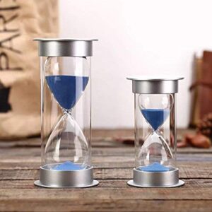 Hourglass Sand Timer 5/10/15/30/45/60 Minutes Sand Glass Timer for Romantic Mantel Office Desk Book Shelf Curio Cabinet Christmas Birthday Gift Kids Games Classroom Kitchen Home Dec (5 min, Blue)