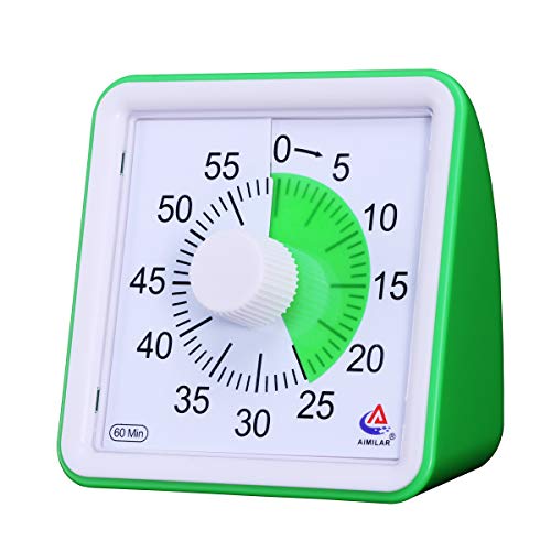 AIMILAR 60 Minute Visual Timer - Silent Timer Time Management Tool for Classroom or Meeting Countdown Clock for Kids and Adults Green