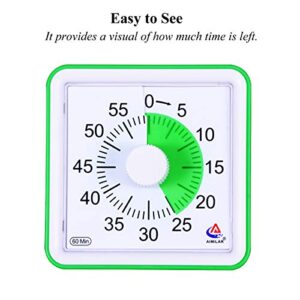 AIMILAR 60 Minute Visual Timer - Silent Timer Time Management Tool for Classroom or Meeting Countdown Clock for Kids and Adults Green