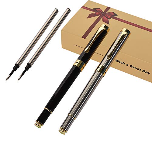 iMeaniy Luxury Ballpoint Pen Writing Set,Elegant Fancy Pens for Signature Colleague Students Boss,Executive Nice Pens for Business Birthday Gift with Gift Box,2 extra 0.5 mm refill(2 pens)