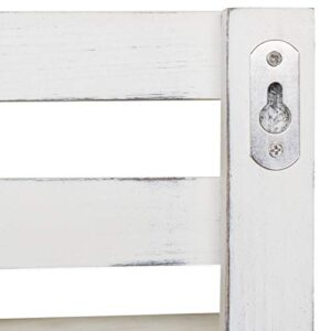 MyGift Key Holder for Wall, Wall-Mounted Vintage White Wood Tiered Accent Shelf with Key Hooks