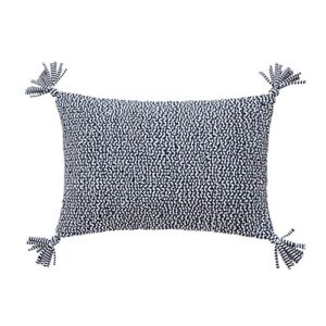 splendid home knitted jersey decorative pillow throw pillow, 12x18, navy/white