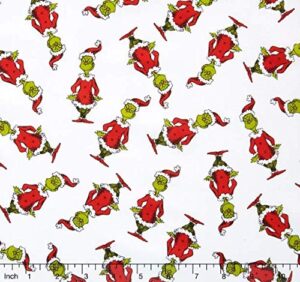 mr grinch fabric on white by the yard from the grinch's wonderland for how the grinch stole christmas 6 by dr seuss