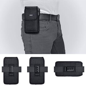 PiTau Large Cell Phone Belt Holder Holster Case with Clip Pouch Cover for iPhone 14 Plus 14 13 12 11 Pro Max, Xs Max, 8 7 Plus, Samsung Galaxy S23+ S22+ S21+ S20+ Plus Models, A54 5G A53 A52 A51 A50