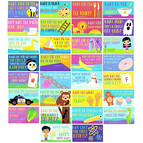 60 Pack Lunch Box Notes for Kids with Riddles and Puns, Joke Cards, Lunch Packing Essentials, 60 Single-Sided Designs