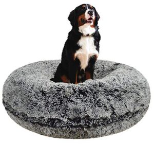 bessie and barnie bagel dog bed - extra plush faux fur dog bean bed - circle dog bed - waterproof lining and removable washable cover - calming dog bed - multiple sizes & colors available