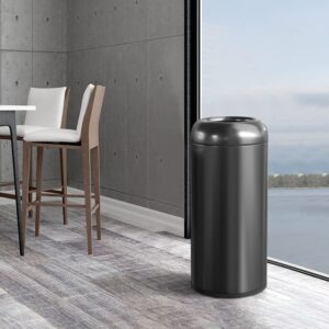 BEAMNOVA Trash Can Outdoor Indoor Garbage Enclosure with Lid Open Top Inside Cabinet Stainless Steel Industrial Waste Container, Black