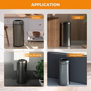 BEAMNOVA Trash Can Outdoor Indoor Garbage Enclosure with Lid Open Top Inside Cabinet Stainless Steel Industrial Waste Container, Black