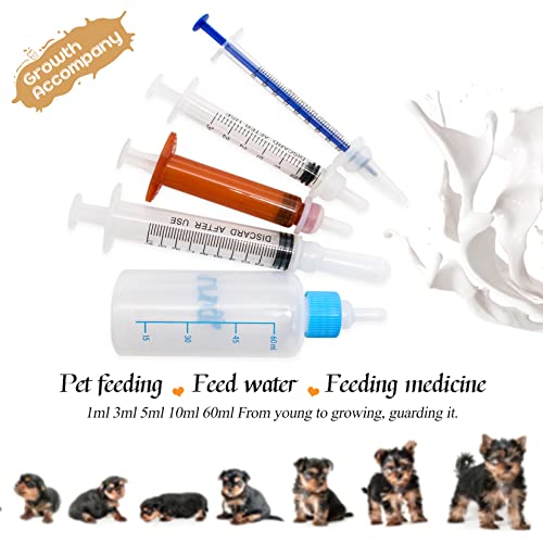 Newborn Kitten Puppy Feeding Bottles for Nursing, Small Animals Feeder with Replacement Nipples