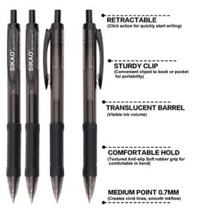 Gel Pens 60 Pack Black Gel Pens Fine Point Smooth Writing Pens No Smear, Black Pens Bulk, Comfy Grip Retractable Gel Ink Pens, 0.7 Pens, Roller Ball Pens Medium Point, Server Office Pens, Lapiceros