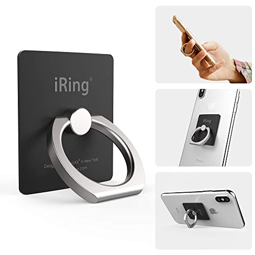 iRing Original, Made in Korea, Phone Ring Holder, Cell Phone Grip Stand, Compatible with iPhone, Galaxy, and Other Smartphones (Black)