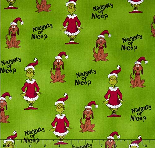 Tongtai Grinch and Max on Green Fabric by The Yard from The Grinch's Wonderland for How The Grinch Stole Christmas 6 by Dr Seuss