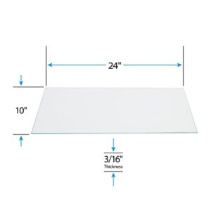 SSWBasics Tempered Glass Shelf - 10" W x 24" L x 3/16" - Set of 2