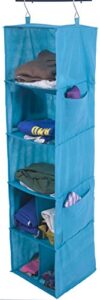 amborido 5 shelf hanging closet organizer 7 division foldable hanging shelves 4 side pockets non woven fabric lake blue