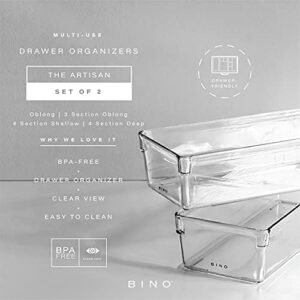 BINO | Oblong Plastic Drawer Organizer Bin, 2 Pack | THE ARTISAN | Multi-Purpose | Durable | BPA-Free | Desk Drawer Organizer | Vanity Organizer | Bathroom Drawer Organizer | Makeup Drawer Organizer