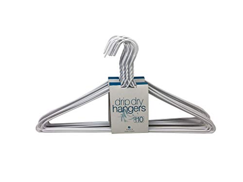 THE UM24 20 Counts Wire Cloth Hangers Galvanized Steel Metal Suit Clothes Hanger with Plastic Coating White Color 16" (40.5Cm) Wide - 13 Gauge