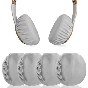 geekria 2 pairs flex fabric headphones ear covers, washable & stretchable sanitary earcup protectors for on-ear headset ear pads, sweat cover for warm & comfort (s/grey)