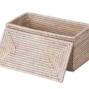 Kouboo La Jolla Rectangular Rattan Box, White-Wash Toilet Roll Storage Basket