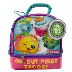 upd shopkins ok but first tacos drop bottom lunch bag, multicolor, small