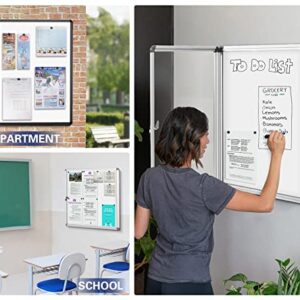 Swansea Enclosed Notice Board Magnetic Bulletin Boards for Office,Black Frame,with Locking Door 26x20inch(4XA4）