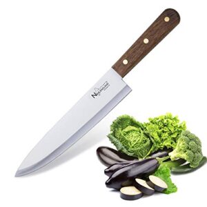 new england cutlery premium high carbon stainless steel 8-inch pro chef knife with sharp razor edge with walnut wood handle