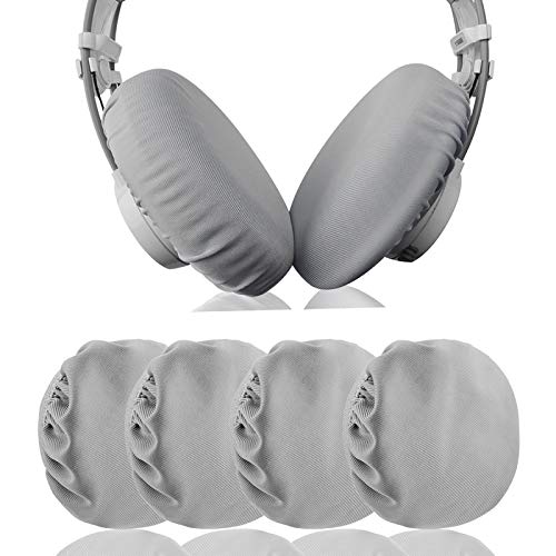 Geekria 2 Pairs Flex Fabric Headphones Ear Covers, Washable & Stretchable Sanitary Earcup Protectors for Large Over-Ear Headset Ear Pads, Sweat Cover for Gym, Gaming (L/Grey)