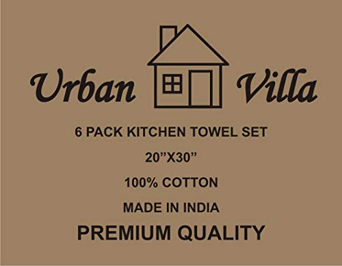 Urban Villa Kitchen Towels Premium Quality 100% Cotton Solid Kitchen Towels Set of 6 Ultra Soft Size 20X30 Inches White Color Kitchen Towel Highly Absorbent Kitchen Towels