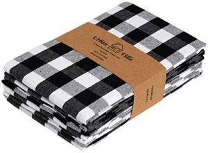 urban villa kitchen towels set of 6 buffalo checks black/white kitchen towels 20x30 inches 100% cotton highly absorbent kitchen towels premium quality ultra soft mitered corners kitchen towels