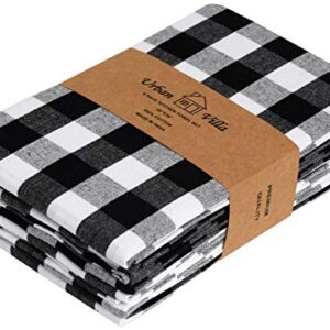 Urban Villa Kitchen Towels Set of 6 Buffalo Checks Black/White Kitchen Towels 20X30 Inches 100% Cotton Highly Absorbent Kitchen Towels Premium Quality Ultra Soft Mitered Corners Kitchen Towels