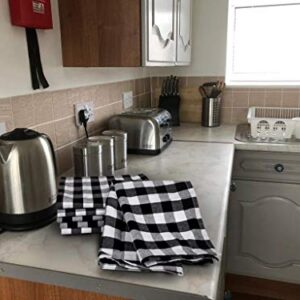Urban Villa Kitchen Towels Set of 6 Buffalo Checks Black/White Kitchen Towels 20X30 Inches 100% Cotton Highly Absorbent Kitchen Towels Premium Quality Ultra Soft Mitered Corners Kitchen Towels