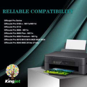 Kingjet 950XL and 951XL Ink Cartridges Combo Pack Replacement for HP 950 951 950XL 951XL Work with Officejet Pro 8600 8610 8620 8100 276DW 271DW 251DW Printers, 8 Pack (Black/Cyan/Magenta/Yellow)