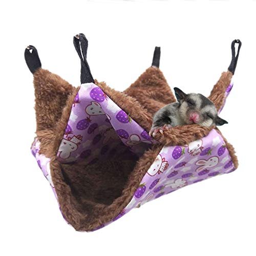 Oncpcare Pet Cage Hammock, Bunkbed Sugar Glider Hammock, Guinea Pig Cage Accessories Bedding, Warm Hammock for Small Animal Parrot Sugar Glider Ferret Squirrel Hamster Rat Playing Sleeping