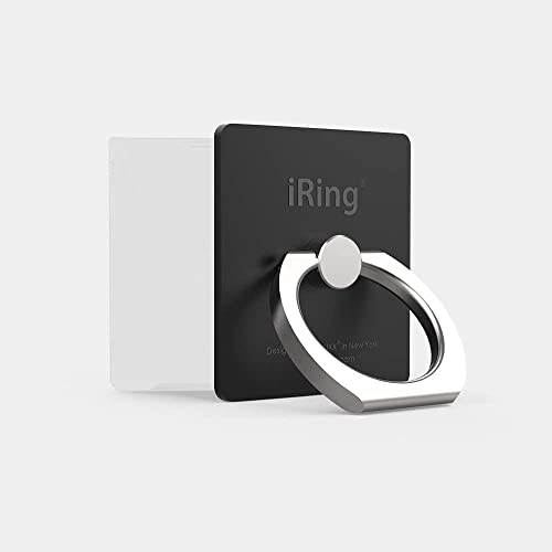 iRing Link, Made in Korea, Wireless Charging Friendly Phone Holder - Cell Phone Ring Grip Finger Holder and Stand Compatible with iPhone, Galaxy, and Other Smartphones(Matt Black)