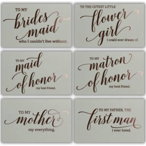 wedding party thank you cards - rose gold foil stamped letterpress - 13 cards + envelopes included for bridal party