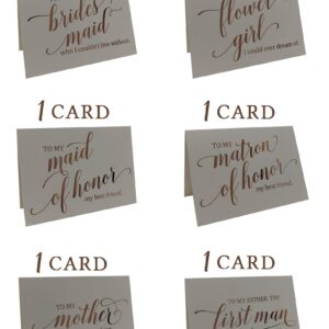 Wedding Party Thank You Cards - Rose Gold Foil Stamped Letterpress - 13 Cards + Envelopes Included for Bridal Party