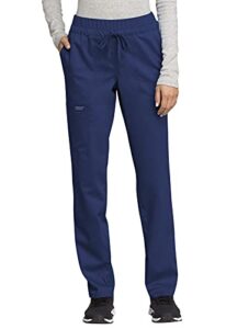 scrubs for women workwear revolution, drawstring cargo pants soft stretch ww105, m, navy