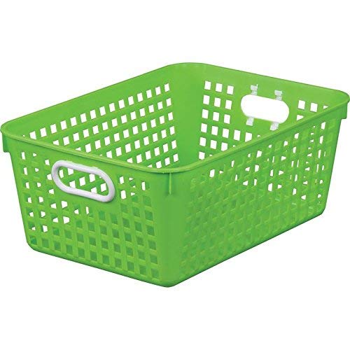 Really Good Stuff - 666014 Plastic Storage Baskets for Classroom or Home Use – Stackable Mesh Plastic Baskets with Grip Handles – Bright Neon Colors – 13" x 10" (Set of 6)