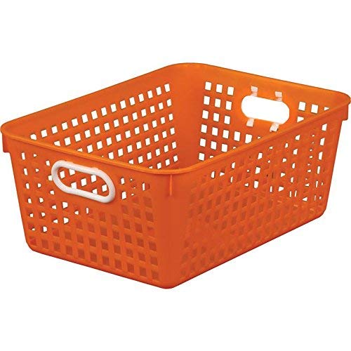 Really Good Stuff - 666014 Plastic Storage Baskets for Classroom or Home Use – Stackable Mesh Plastic Baskets with Grip Handles – Bright Neon Colors – 13" x 10" (Set of 6)