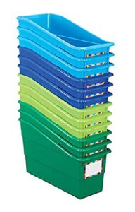really good stuff-164304 riverside name labels durable book and binder holders, 5¼" by 12½" by 7½" (set of 12) - ideal for narrow or vertical storage needs like magazines, books, folders - color-code