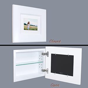 fox hollow furnishings landscape recessed picture frame medicine cabinet (14" w x 11" h) - shaker white