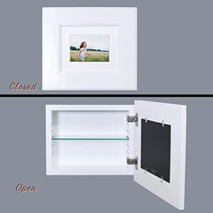 Fox Hollow Furnishings Landscape Recessed Picture Frame Medicine Cabinet (14" W x 11" H) - Shaker White