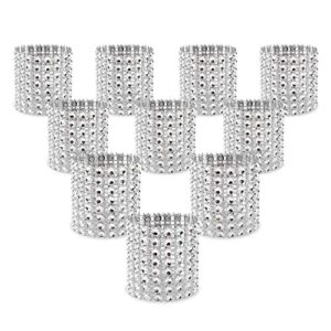 kposiya napkin rings, pack of 120 rhinestone napkin rings diamond adornment for place settings, wedding receptions, dinner or holiday parties, family gatherings (120, silver)