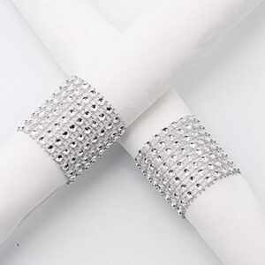 KPOSIYA Napkin Rings, Pack of 120 Rhinestone Napkin Rings Diamond Adornment for Place Settings, Wedding Receptions, Dinner or Holiday Parties, Family Gatherings (120, Silver)