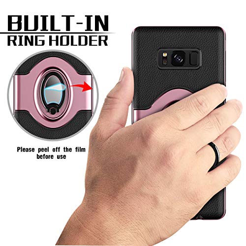 eSamcore Samsung Galaxy S8 Case Ring Holder Kickstand Cases + Dashboard Magnetic Phone Car Mount [Rose Gold]