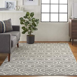 nourison jubilant moroccan trellis grey area rug, (6' x 9')