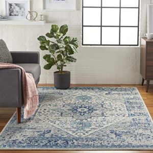 nourison tranquil persian ivory/light blue 4' x 6' area -rug, easy -cleaning, non shedding, bed room, living room, dining room, kitchen (4x6)