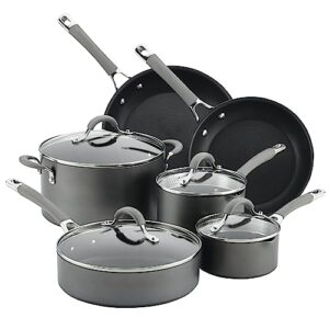circulon 84564 elementum hard anodized nonstick cookware set / pots and pans set - 10 piece, gray