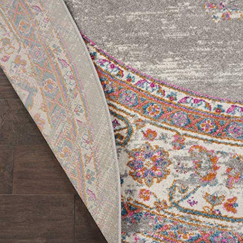 Nourison Passion Grey 8' x Round Area -Rug, Boho, Traditional, Easy -Cleaning, Non Shedding, Bed Room, Living Room, Hallway, (8' Round)